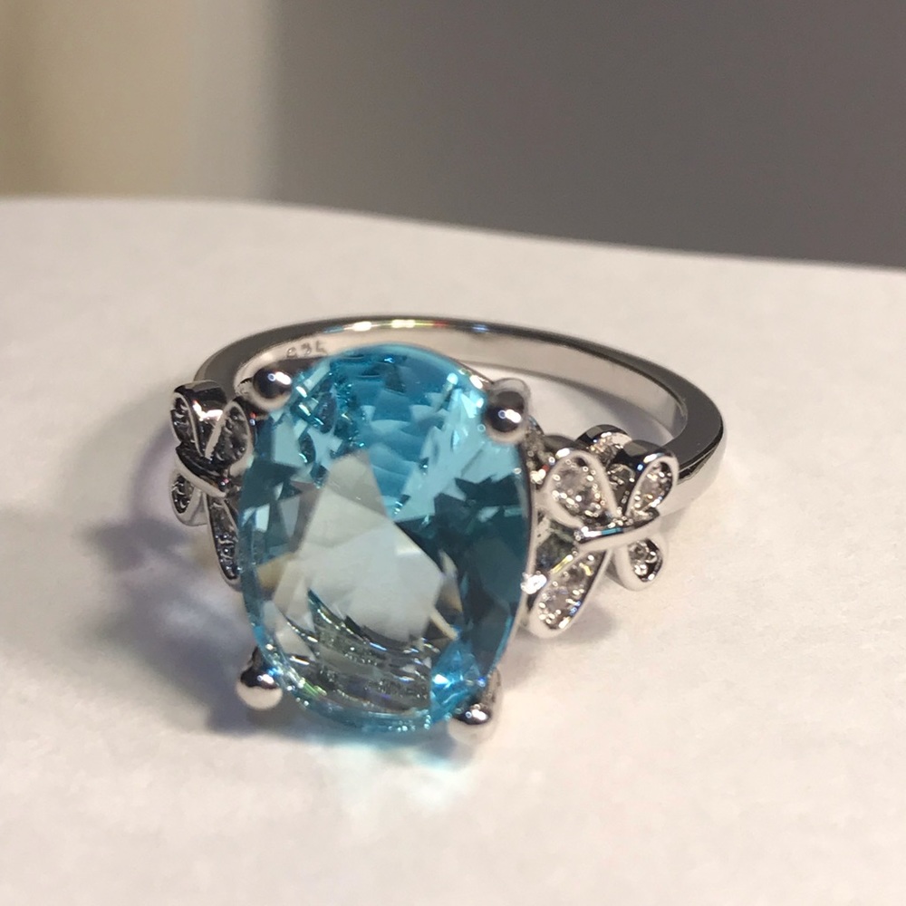Blue topaz, Butterfly 925 Stamped ring - Picture 3 of 8